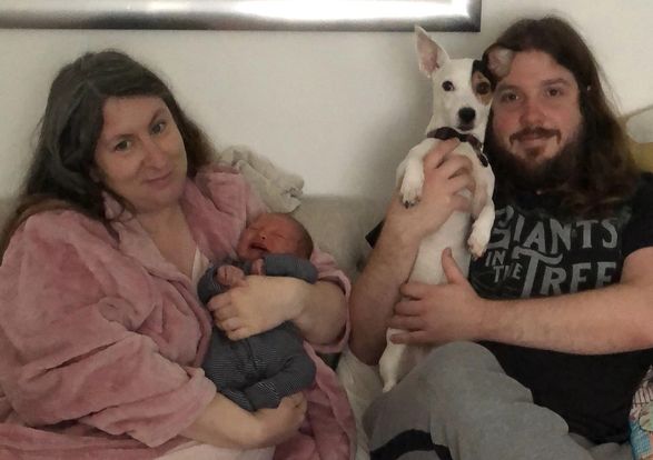Family with doggie