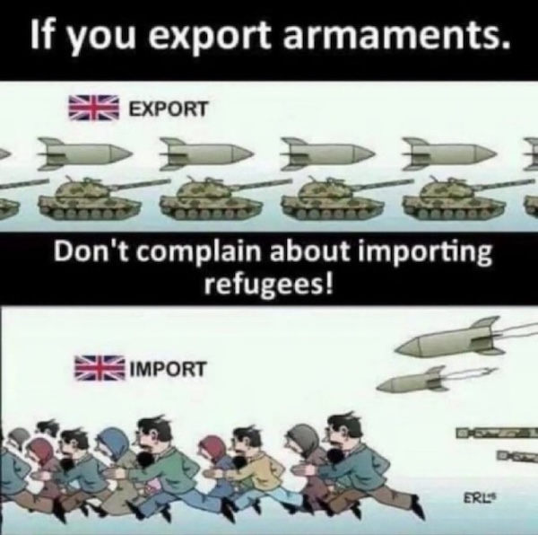 Bombs & refugees meme.